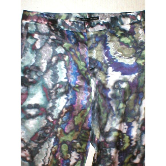 New NWT $395 Theyskens' Theory Silk Print Pants Womens Padgette Multi Red Blue 4 - Picture 7 of 8